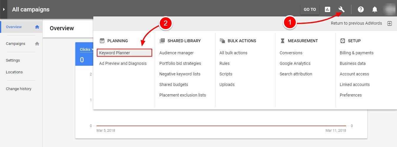 keyword planner in adwords